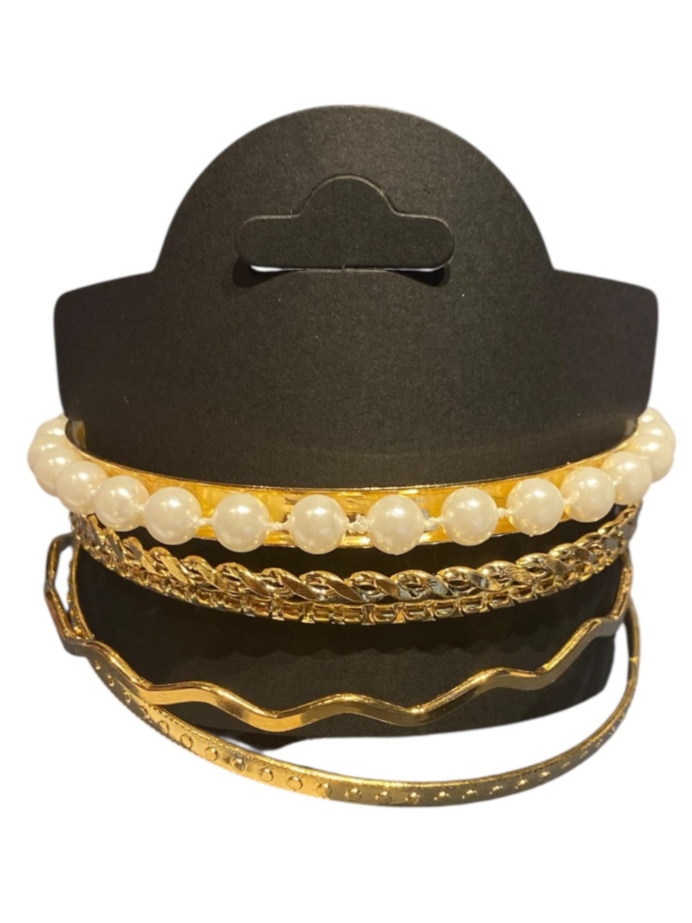 Gold Pearl Accent Women's Bracelet Set